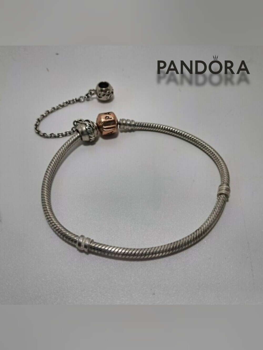 Pandora Silver Snake Chain Bracelet With Safety Chain